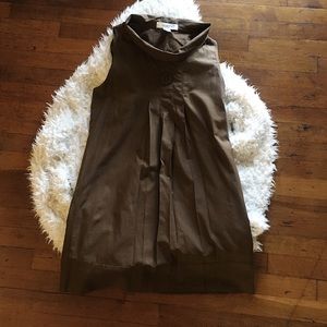 Brown High Neck Mini Dress